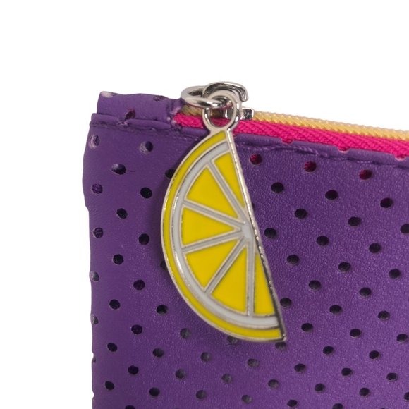 Ipsy Purple Breathable Zippered Bag w/ Lemon Charm Cosmetics Makeup Pouch Summer - Picture 2 of 4